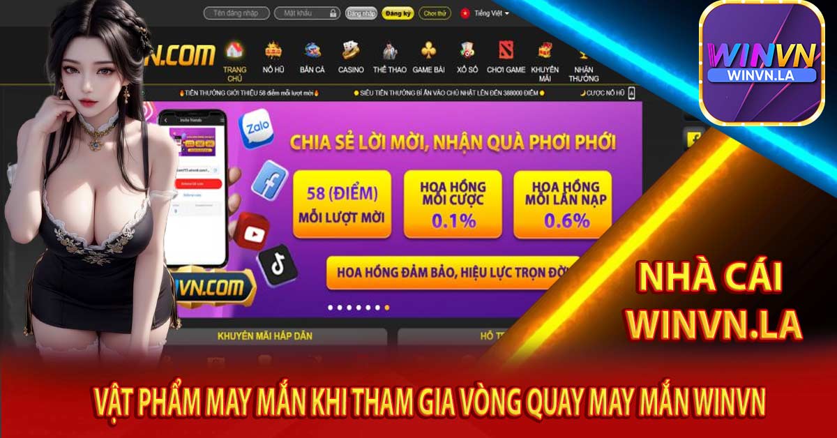 Vật phẩm may mắn khi tham gia Vòng quay may mắn Winvn